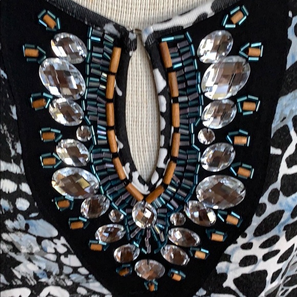 Cable & Gaige Embellished Print Sleeveless Top Large - Picture 3 of 6